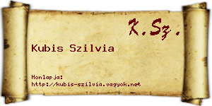 Kubis Szilvia névjegykártya